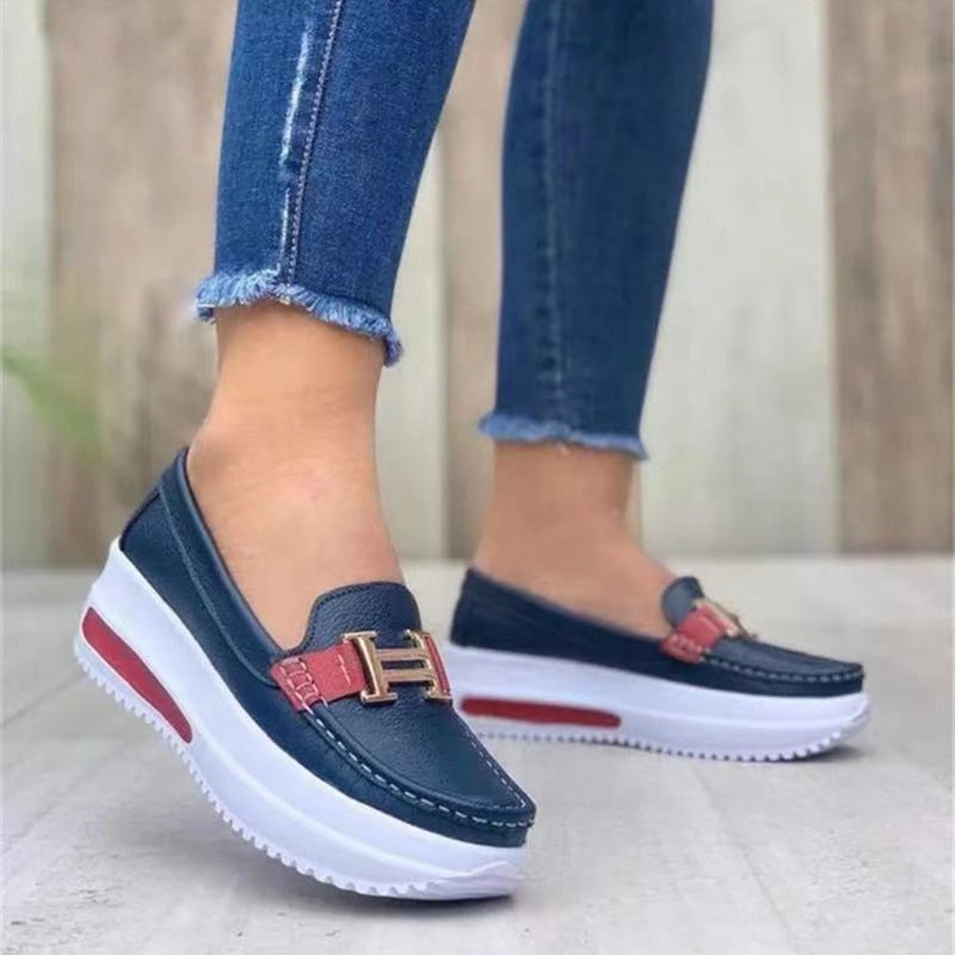 Damen  leichte Plateau-Slipper im Mokassinstil mit luftgepolsterter Gummisohle Nord Taschen