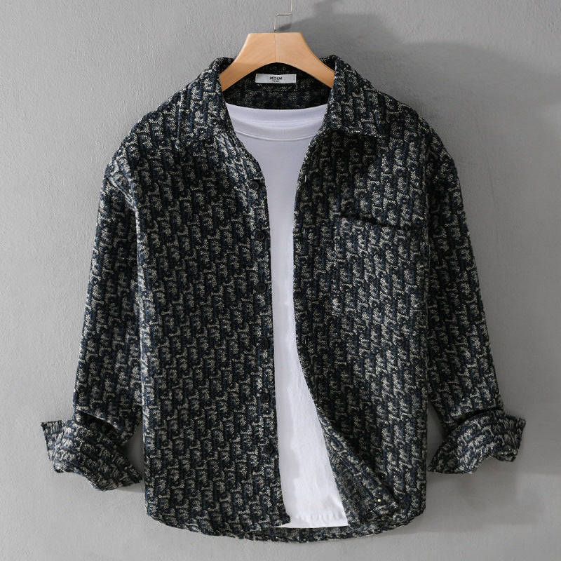Herren Strukturiertes Jacquard-Overshirt mit Brusttasche und Relaxed Fit Nord Taschen
