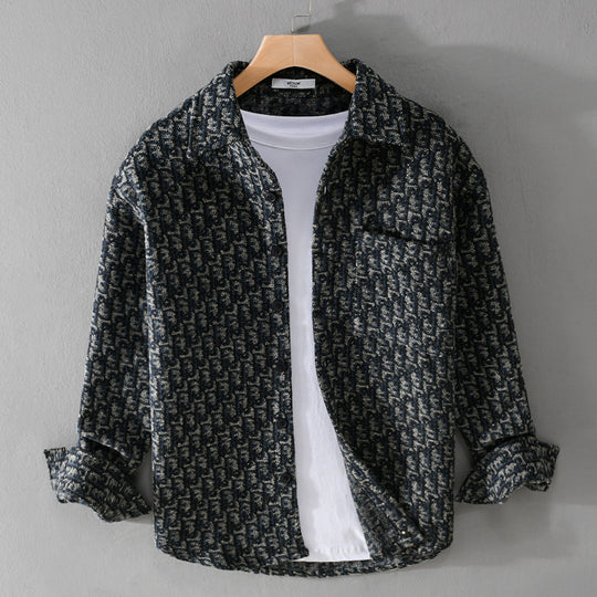 Herren Strukturiertes Jacquard-Overshirt mit Brusttasche und Relaxed Fit Nord Taschen