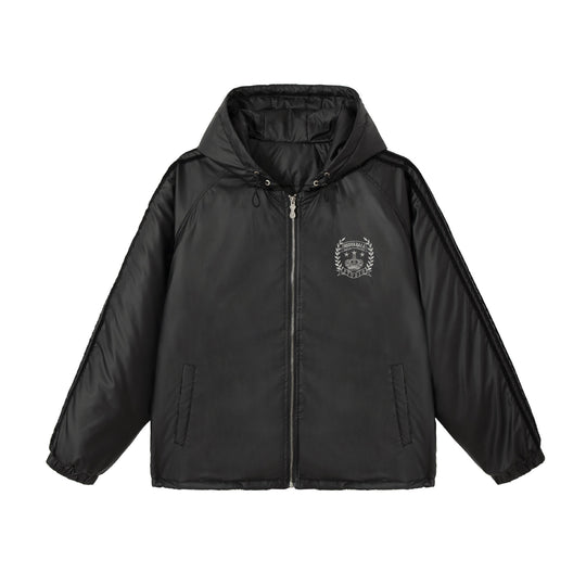 Unisex Boxy‑wattierte Kapuzenjacke mit gesticktem Wappen Nord Taschen