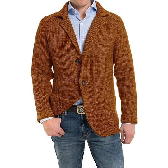 Herren Strukturstrick Sakko-Blazer mit aufgesetzten Taschen Nord Taschen