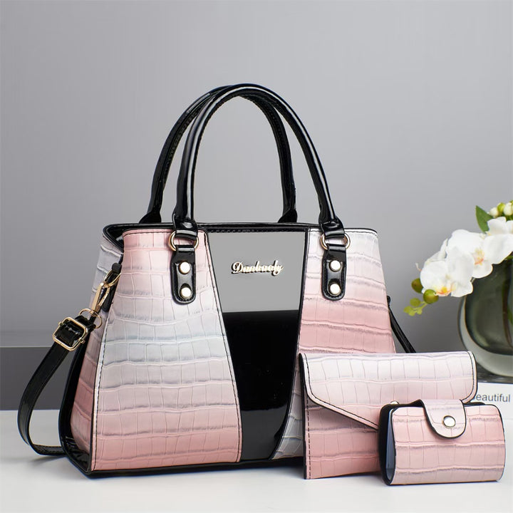 Damen elegante Handtasche mit Kroko-Prägung und abnehmbarer Geldbörse Nord Taschen