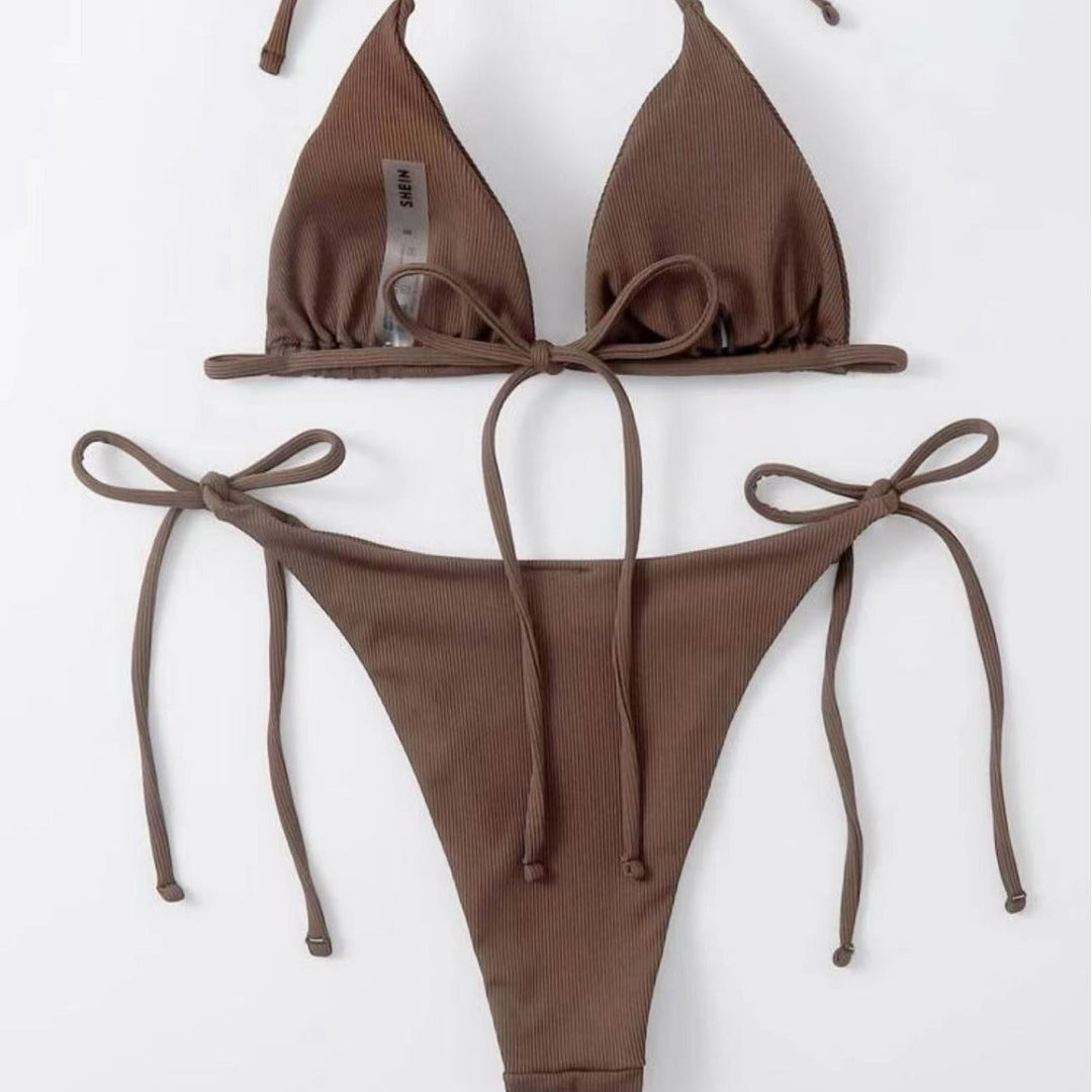 Damen Triangel-Bikini mit seitlichem Knoten und verstellbaren Trägern