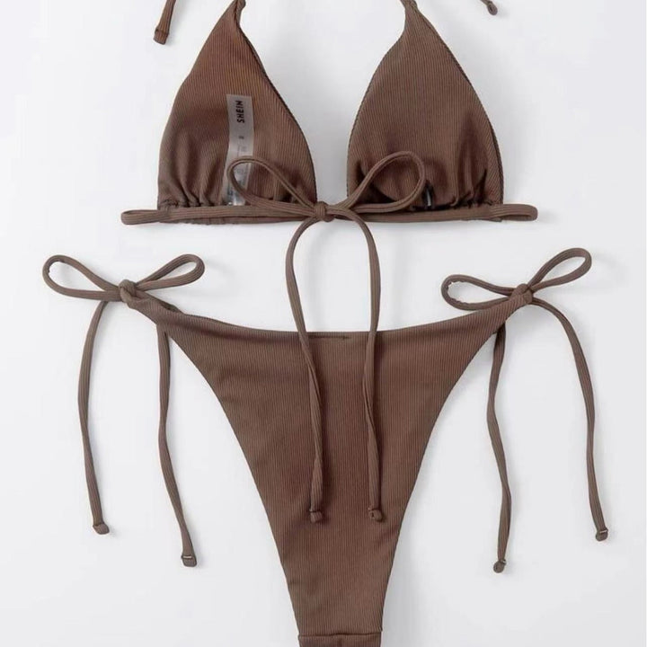 Damen Triangel-Bikini mit seitlichem Knoten und verstellbaren Trägern