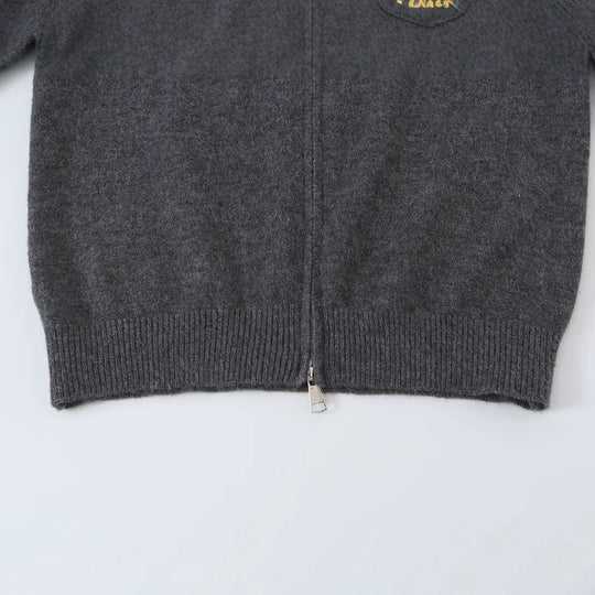 Damen Kurzer Wollmix-Cardigan mit Reißverschluss und kontrastierendem Kunstlederkragen Nord Taschen