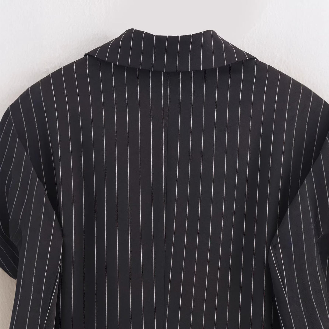 Damen Nadelstreifen-Blazer mit weitem Revers und Pattentaschen Nord Taschen