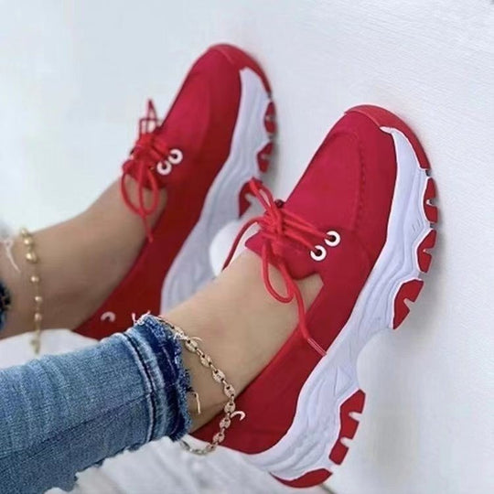 Damen  sportliche Chunky-Sneaker mit leichter Dämpfung, profilierter Wellenlaufsohle und atmungsaktivem Canvas-Obermaterial Nord Taschen