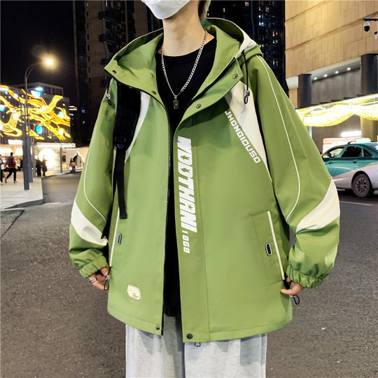 Herren Oversize-Windbreaker mit Kapuze, sportlichem Frontprint und Kontrastpanelen Nord Taschen