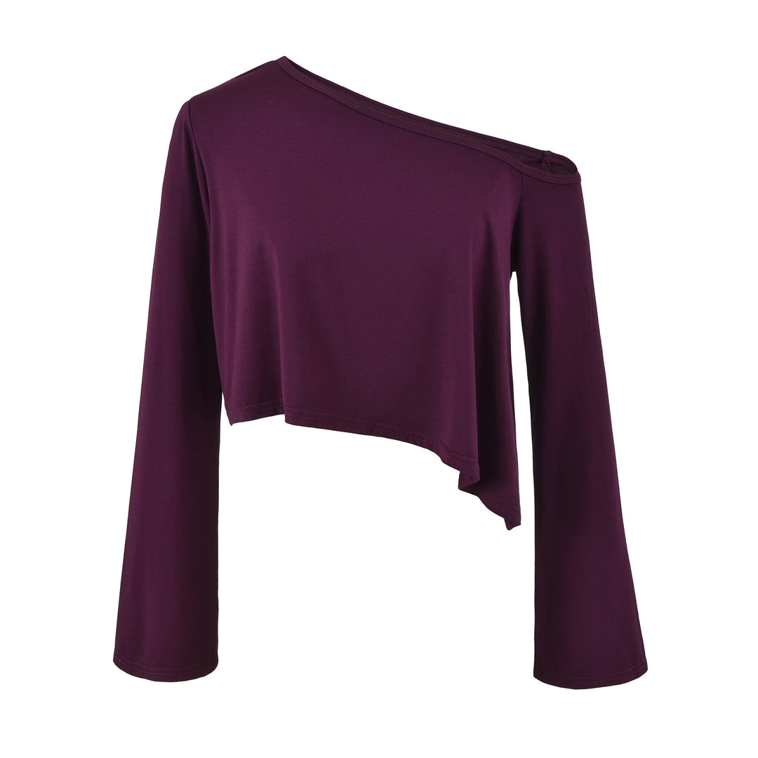 Damen Einschulter-Kurztop mit asymmetrischem Saum und Trompetenärmeln Nord Taschen