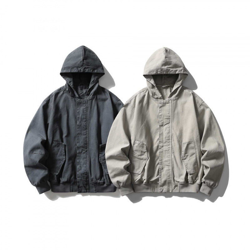 Unisex Boxy-Hoodie-Blousonjacke mit verdeckter Front und Pattentaschen Nord Taschen
