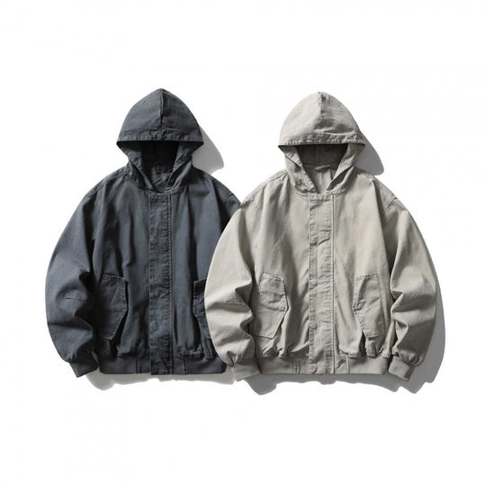 Unisex Boxy-Hoodie-Blousonjacke mit verdeckter Front und Pattentaschen Nord Taschen