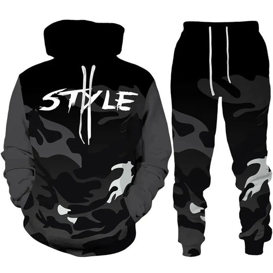 Herren Stylisches Kapuzensweatshirt und Jogginghose Set Nord Taschen