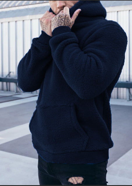 Herren kuscheliger Sherpa-Hoodie mit Kängurutasche und hohem Kragen Nord Taschen