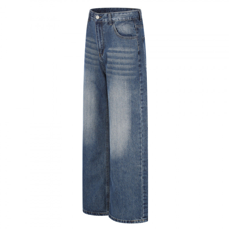 Damen Highwaist-Jeans mit weitem Bein und Vintage-Waschung Nord Taschen