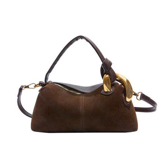 Damen Hobo-Tasche aus hochwertigem Wildleder mit edlem Kettenakzent Nord Taschen