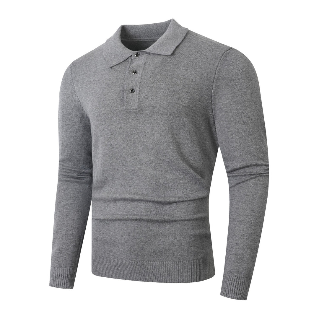 Herren Feinstrick-Poloshirt mit langem Arm und Dreiknopfleiste Nord Taschen