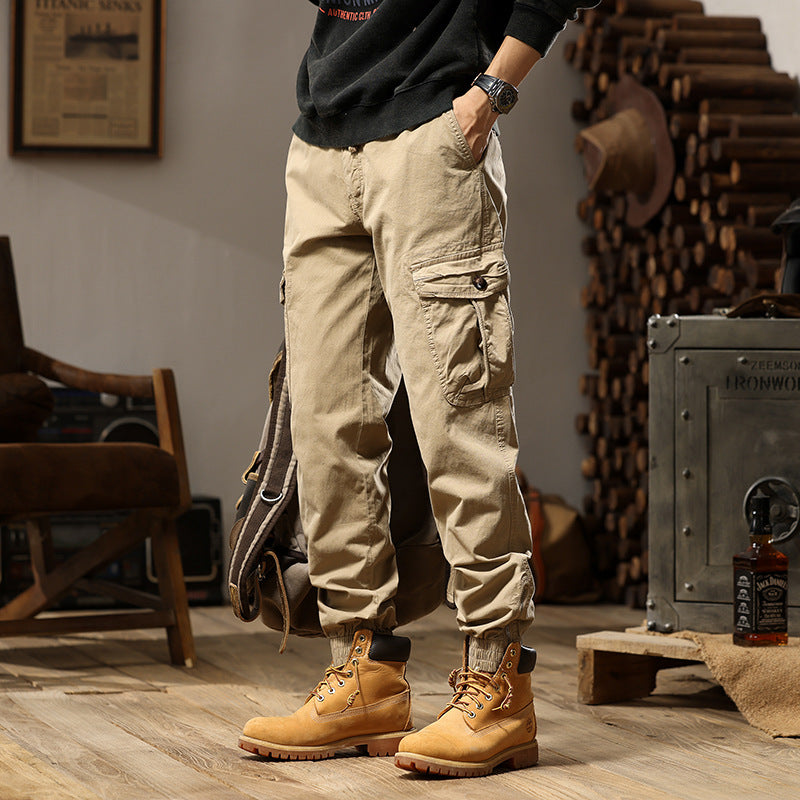 Herren Tapered-Cargo-Jogger aus Baumwoll-Twill mit elastischem Tunnelzugbund, Klapp-Utility‑Taschen und Knöchelreißverschlüssen Nord Taschen