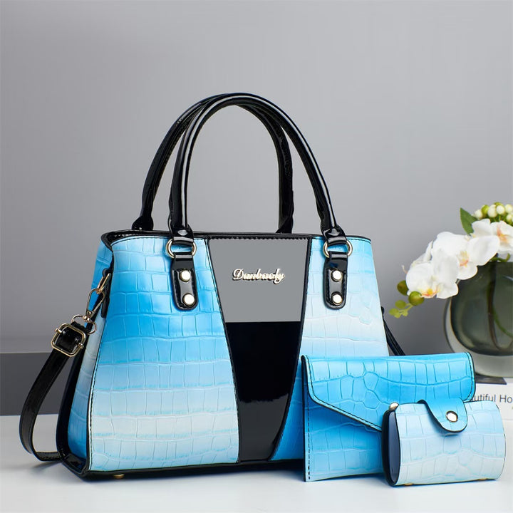 Damen elegante Handtasche mit Kroko-Prägung und abnehmbarer Geldbörse Nord Taschen