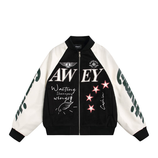 Unisex Varsity-Bomberjacke im Materialmix mit Stick- und Applikationsdetails Nord Taschen
