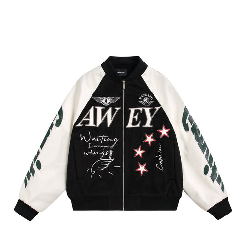 Unisex Varsity-Bomberjacke im Materialmix mit Stick- und Applikationsdetails Nord Taschen
