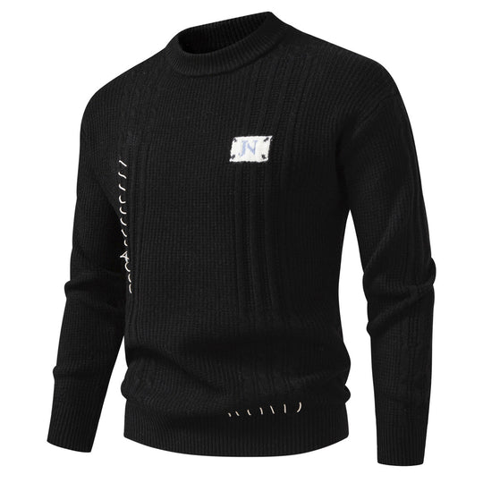 Herren Strukturiertes Rippstrick-Pullover mit Ziernähten und Logo‑Patch Nord Taschen