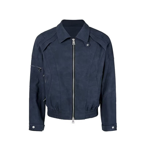 Herren Kurzjacke aus Veloursleder-Optik mit Reißverschluss und elastischem Saum Nord Taschen