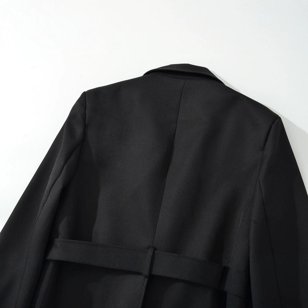 Damen Kurzblazer mit Taillengürtel und Reverskragen Nord Taschen