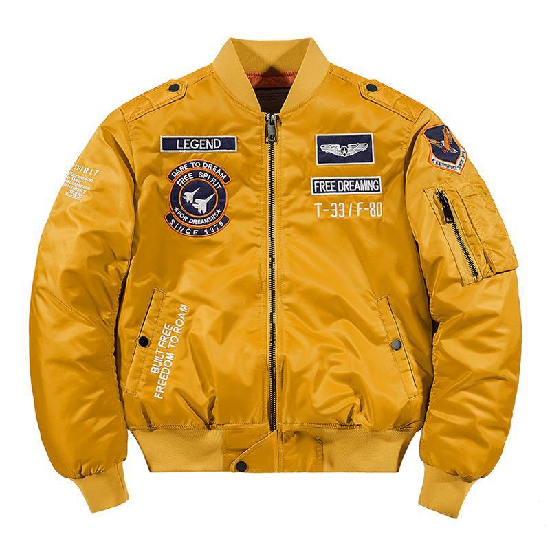 Herren Aviator-Bomberjacke im Military-Look mit gestepptem Thermofutter und Schulterpatches Nord Taschen