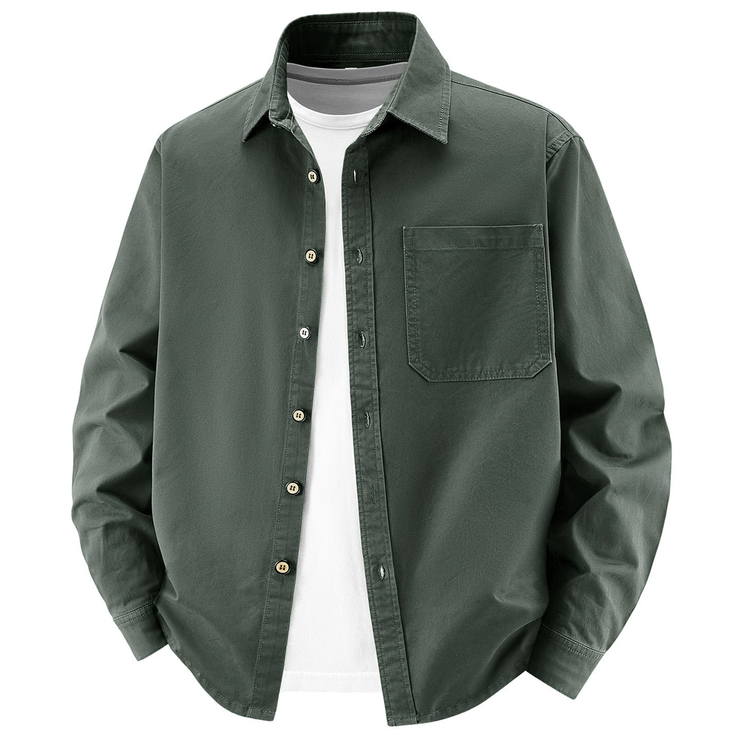 Herren lockere Overshirt-Jacke aus Baumwollmix mit Brusttasche und durchgehender Knopfleiste Nord Taschen