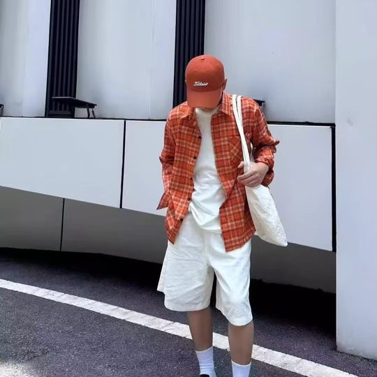 Herren Lässiges Karomusterlangarmhemd Nord Taschen