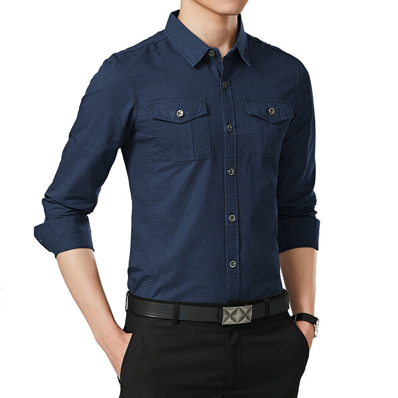 Herren Slim-Fit Oxford-Hemd mit Brustklappen und Kentkragen Nord Taschen