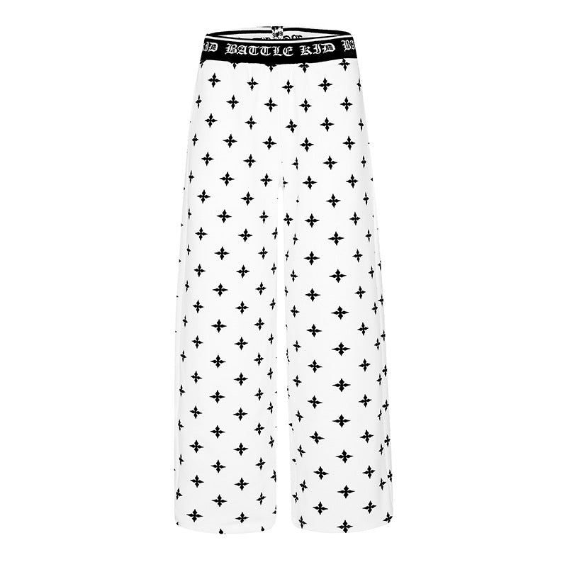 Damen Extraweite Komfort-Loungehose im Palazzo-Schnitt mit bedrucktem Elastikbund und Allover-Ornamentprint Nord Taschen