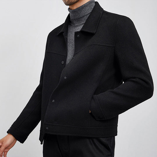 Herren Kastenförmige Wollmix-Blousonjacke mit verdeckter Druckknopfblende und Eingrifftaschen Nord Taschen