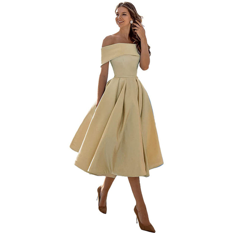 Legere Mode Satin Cocktailkleid Ohne Träger - Arvani