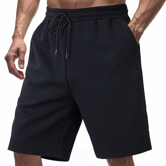 Herren nan knielange Textur-Badeshort mit elastischem Kordelbund und seitlichen Eingrifftaschen