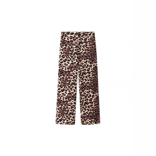 Damen Weite High‑Waist Palazzo‑Hose mit Leopardenmuster und fließendem Fall Nord Taschen