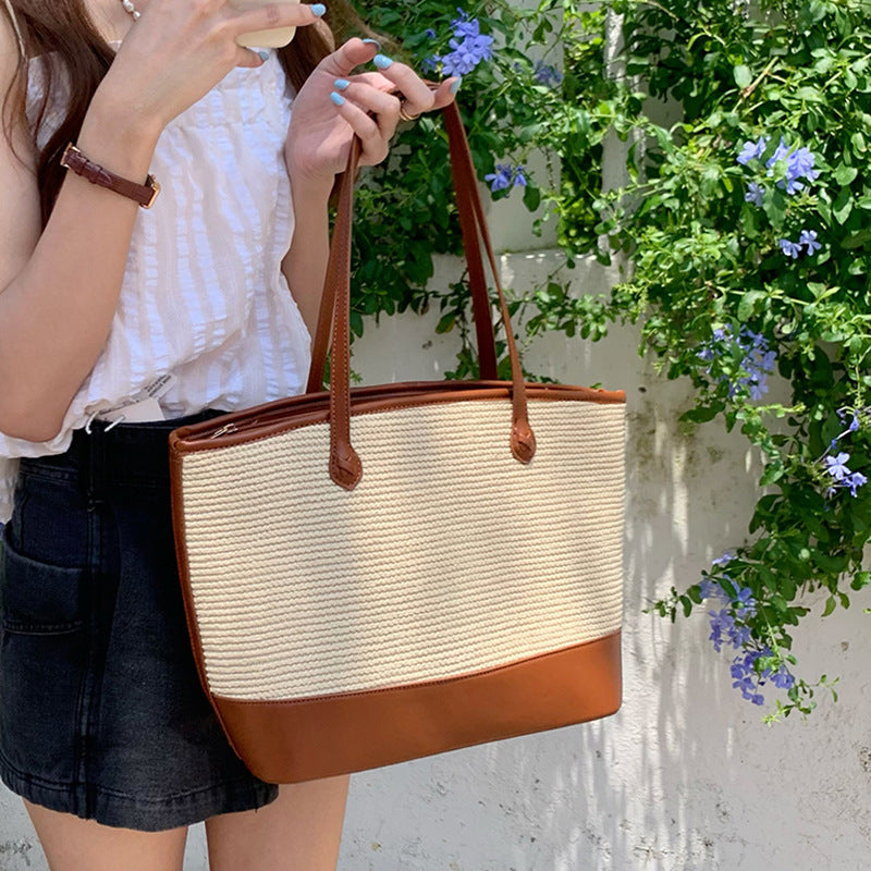 Damen Freizeit Shopper-Tasche mit geflochtenem Design und eleganten Kunstlederakzenten Nord Taschen