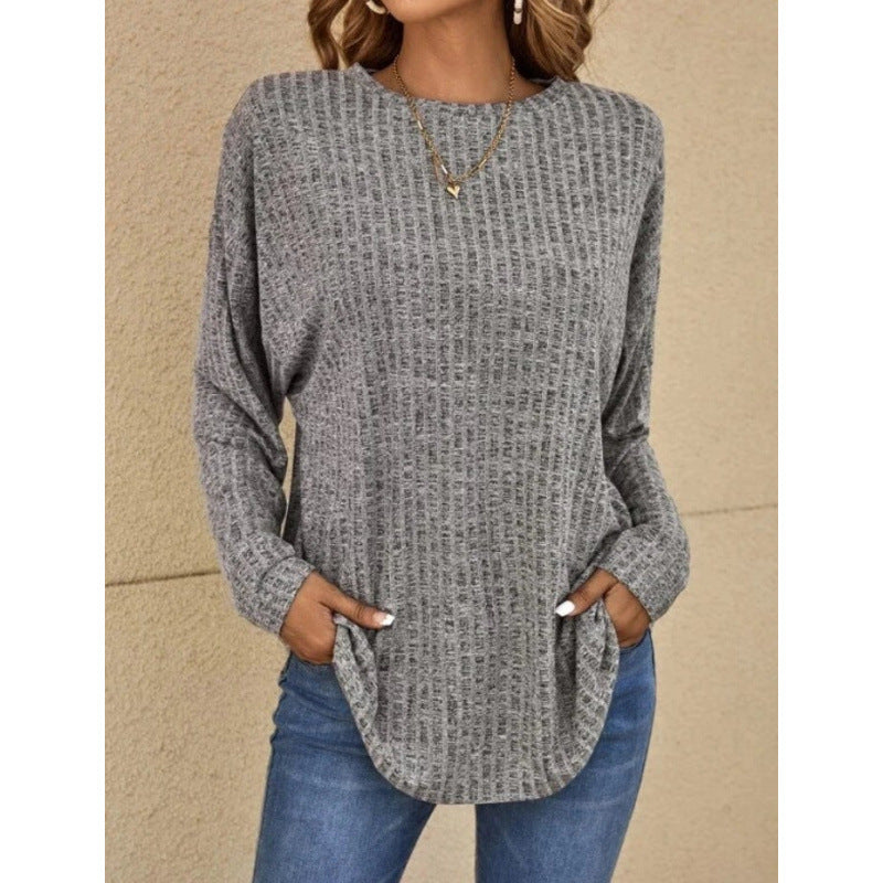 Damen Oversized Struktur-Strickpullover mit Rundhals und Eingrifftaschen Nord Taschen