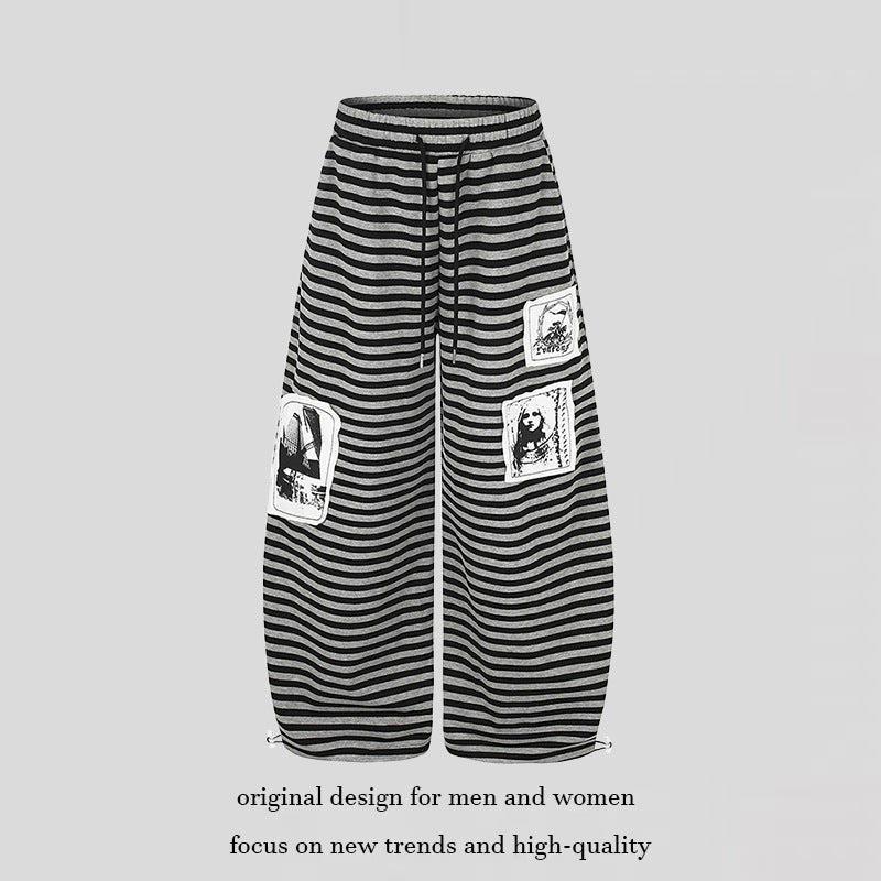 Damen Weite Palazzo-Loungehose mit hohem Komfortbund, Tunnelzug und Fotopatch-Details Nord Taschen