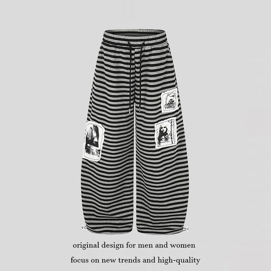 Damen Weite Palazzo-Loungehose mit hohem Komfortbund, Tunnelzug und Fotopatch-Details Nord Taschen
