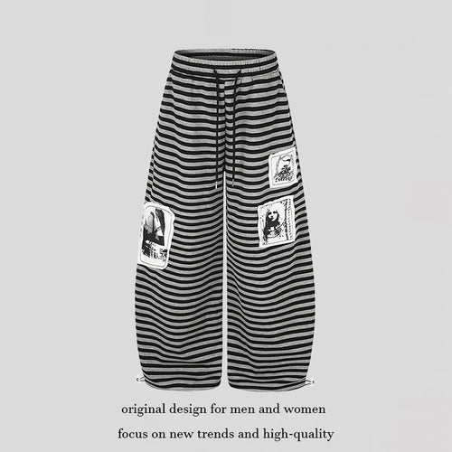 Damen Weite Palazzo-Loungehose mit hohem Komfortbund, Tunnelzug und Fotopatch-Details Nord Taschen