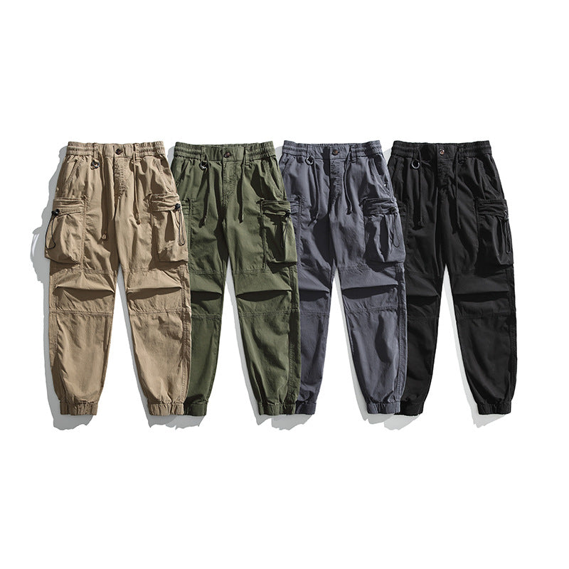 Herren Militärisch inspirierte Cargohose mit elastischem Tunnelzugbund, Klapp- und Reißverschlusstaschen Nord Taschen