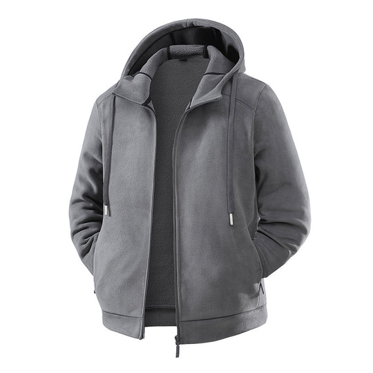 Herren Fleece-Softshell Hybridkapuzenjacke mit Teddy-Innenfutter & verstellbarer Kapuze Nord Taschen