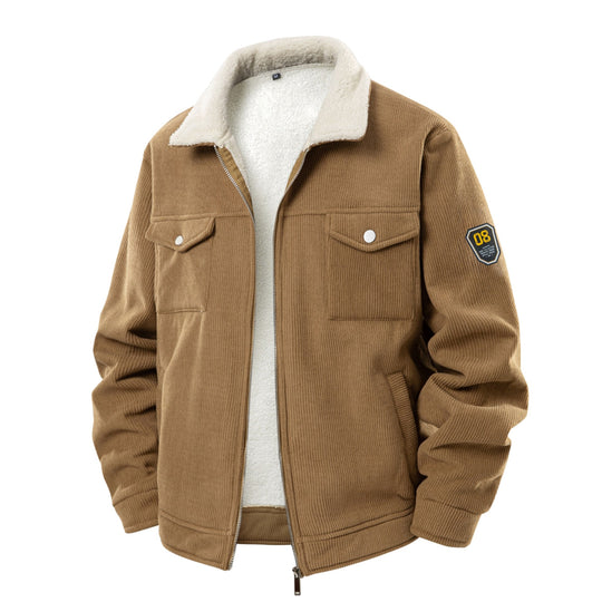Herren Cord-Jacke mit Teddyfutter, Reißverschluss & Pattentaschen Nord Taschen
