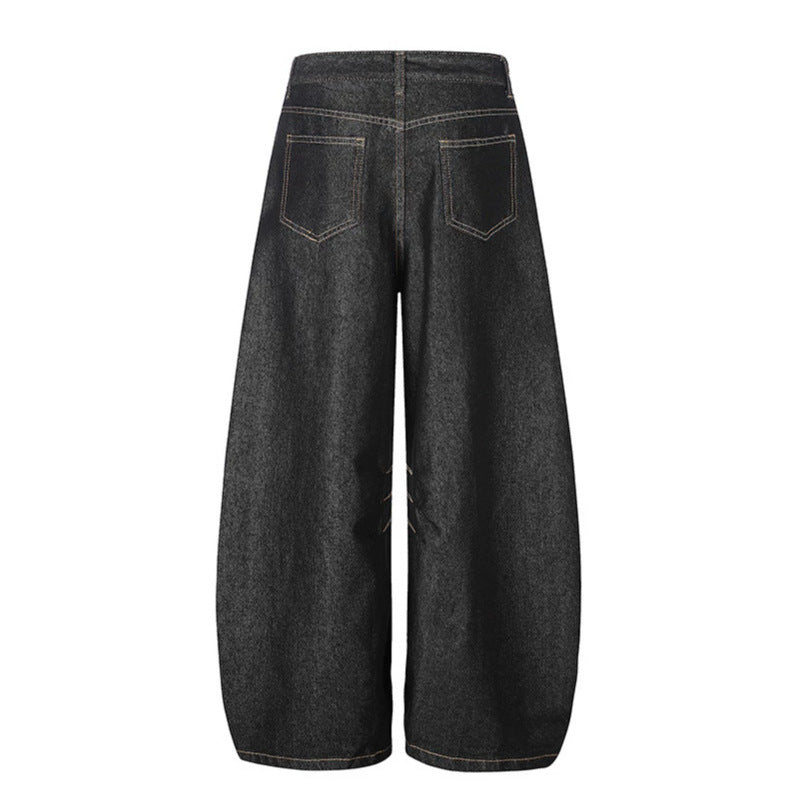 Damen Extraweite Palazzo-Jeans mit dekorativem Kordelzug und Ziernähten Nord Taschen
