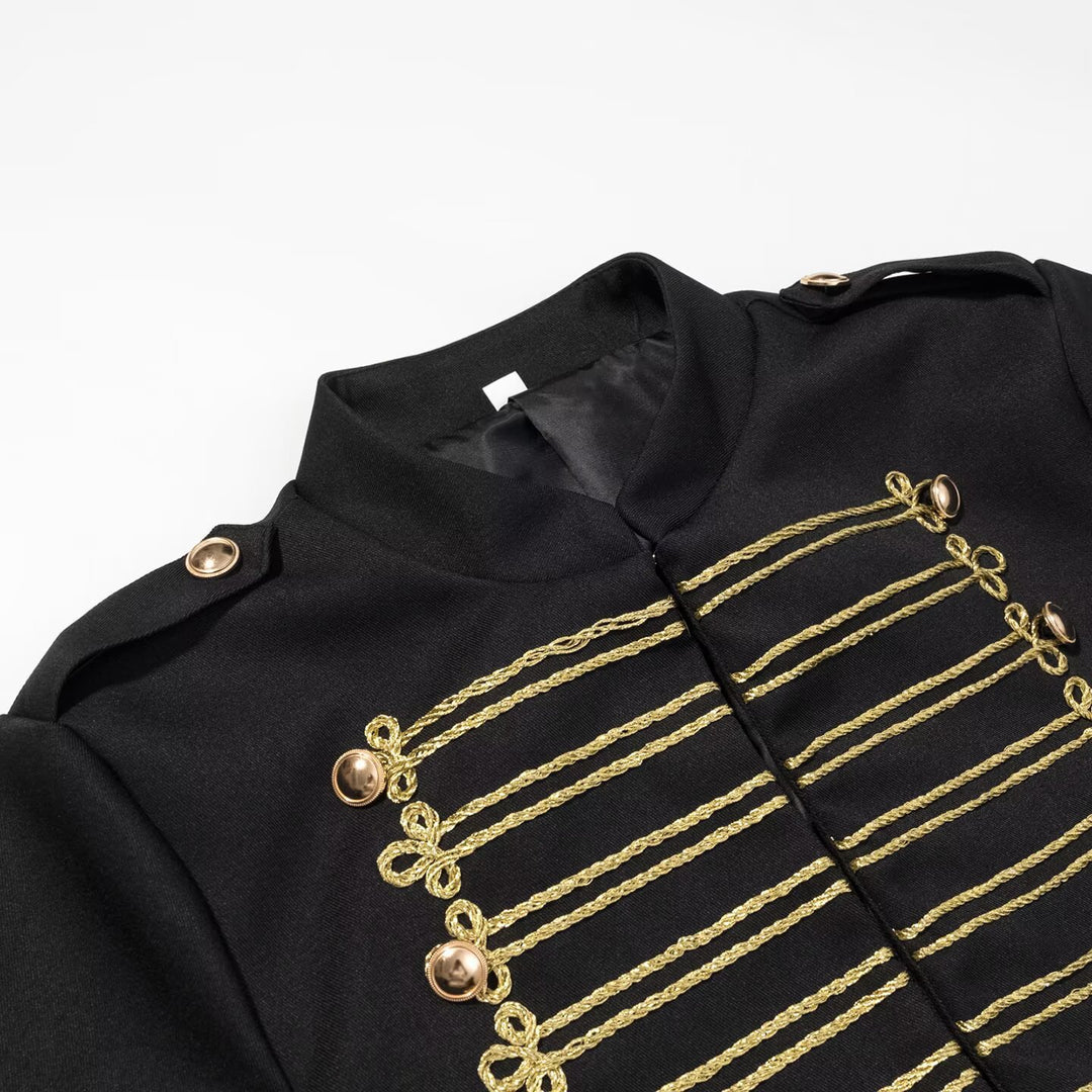 Damen Militärisch inspirierte Kurzjacke mit Goldkordel‑Applikation und Stehkragen Nord Taschen
