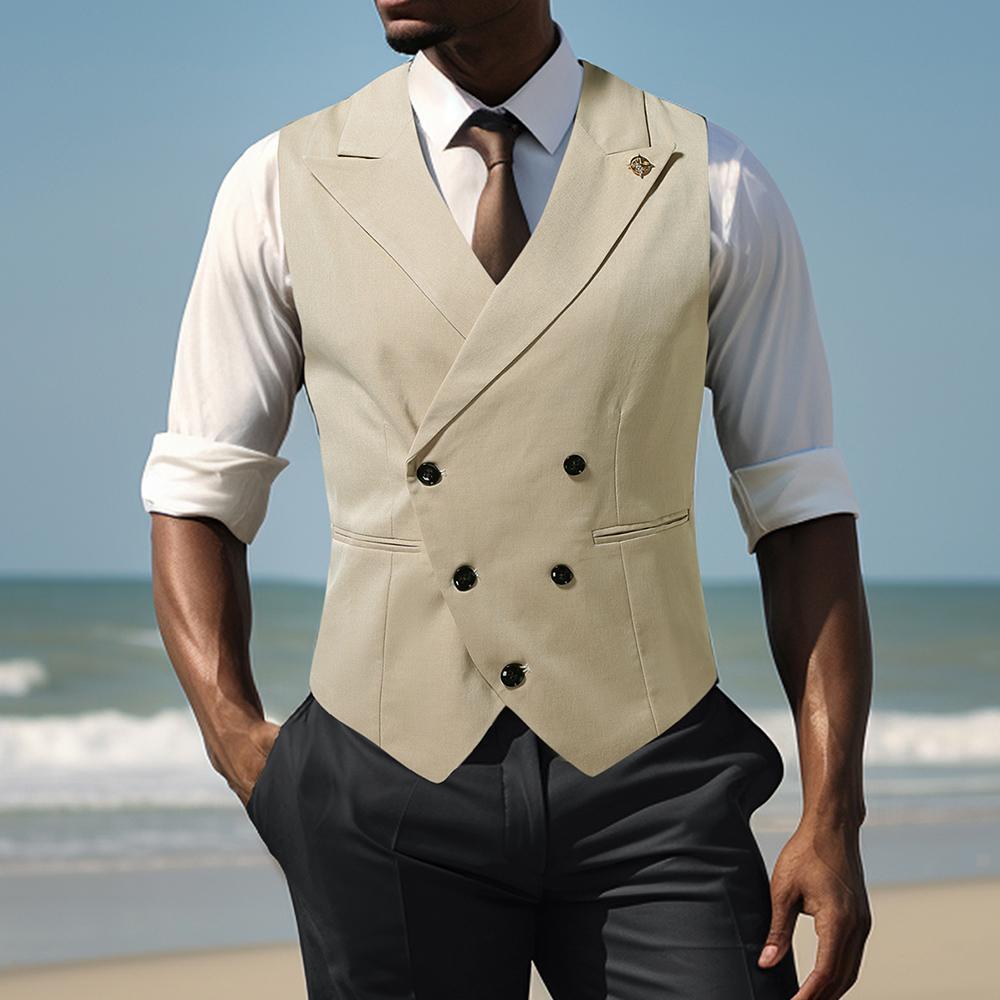 Herren elegante Business-Weste mit doppelter Knopfleiste und feiner Textur