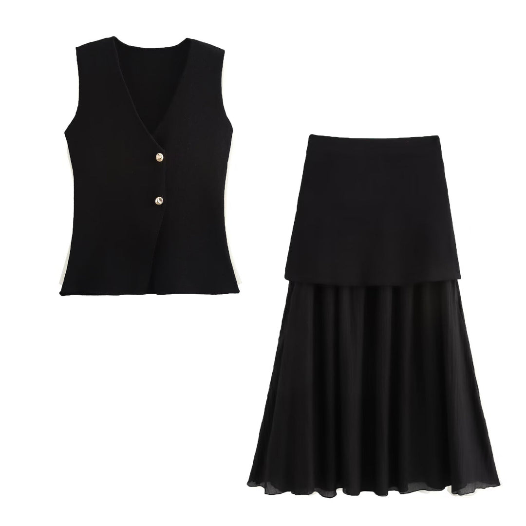 Damen Zweilagiger Chiffon-Maxirock mit glattem Hüftbesatz und A‑Linien‑Fall Nord Taschen