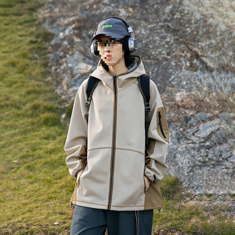 Herren Oversize Outdoor-Fleecejacke mit Kapuze, Ärmel-Reißverschlusstasche & Tunnelzug Nord Taschen