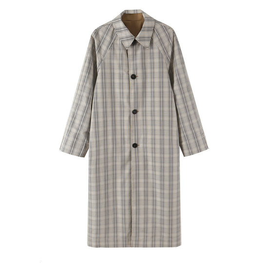 Damen Wendbarer Trenchcoat mit Raglanärmeln, kariertem Innenfutter und verdeckter Knopfleiste Nord Taschen